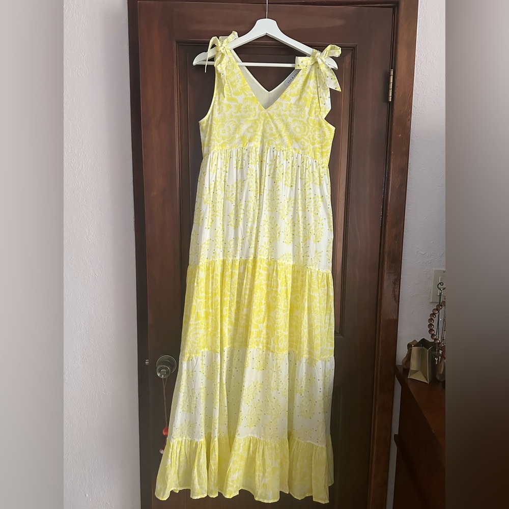 Yellow and White maxi dress